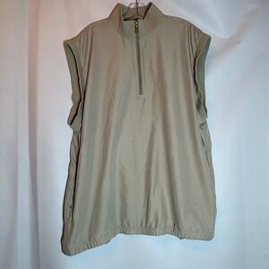 Callaway Golf Sport Mens Vest XL Tan Quarter Zip Sleeveless Lightweight Pullover